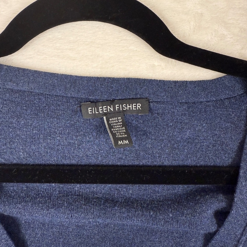 Eileen Fisher Blue Zip Front Cardigan Sweater Women's Size M Lightweight - Picture 3 of 7